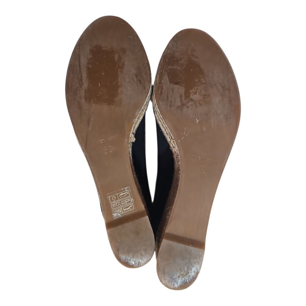 Tory Burch Majorca Espadrille Wedge Women's Size 8 Black Brown Peep Toe EU 38 - Picture 2 of 10